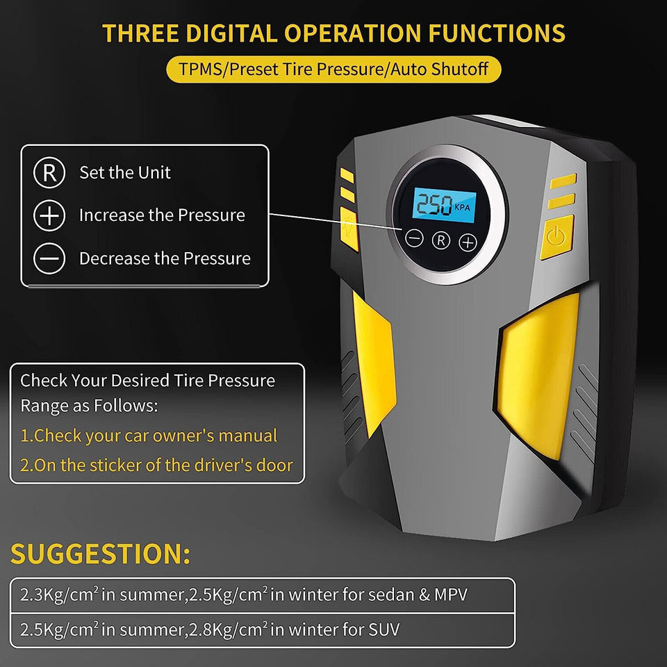 Car Air Tire Pump Inflator Compressor Digital Electric Auto Portable 150PSI 12V