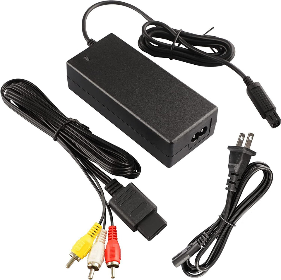 Audio Video AV RCA+AC Cable Power Supply Adapter Cord For Nintendo Gamecube NGC