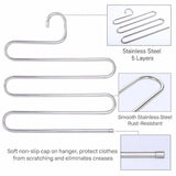 2 Pack S Type 5 Layers Pants Trouser Hanger Clothes Organizer Closet Space Saver