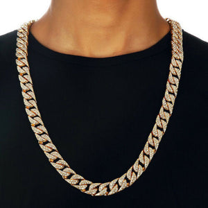 Hip Hop Men Quavo Gold Iced 15mm 16''-30'' Miami Cuban Choker Chain Necklace