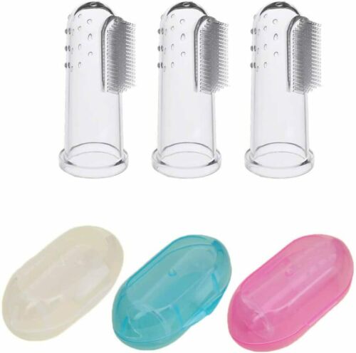 3 x Baby Finger Toothbrush Children Infant Soft Silicone Rubber Cleaning Brush