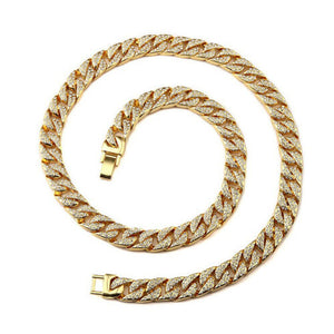 Hip Hop Men Quavo Gold PT Iced 15mm 20" Miami Cuban Choker Chain Necklace