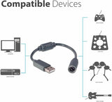 USB Breakaway Dongle Cable Cord Adapter For Xbox 360 PC Wired Controller
