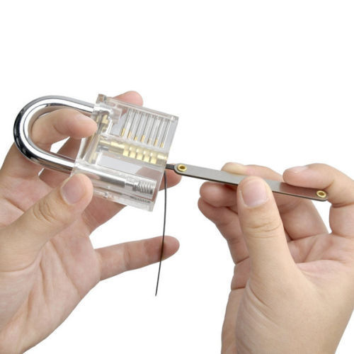 TekDeals 12 Pcs Unlocking Lock Pick Tools Set Key Extractor+Transparent Practice Padlocks
