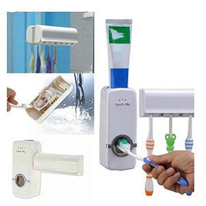Toothpaste Dispenser + 5 Toothbrush Holder Set Wall Mount Stand US Seller