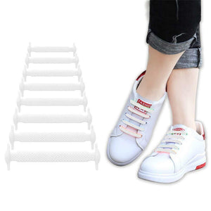 16pcs Lazy Elastic Silicone Shoelaces No Tie Running Sneakers Strings Shoe Laces