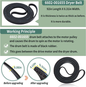 For Samsung Dryer Repair Kit DC97-16782A Roller 6602-001655 Belt DC93-00634A