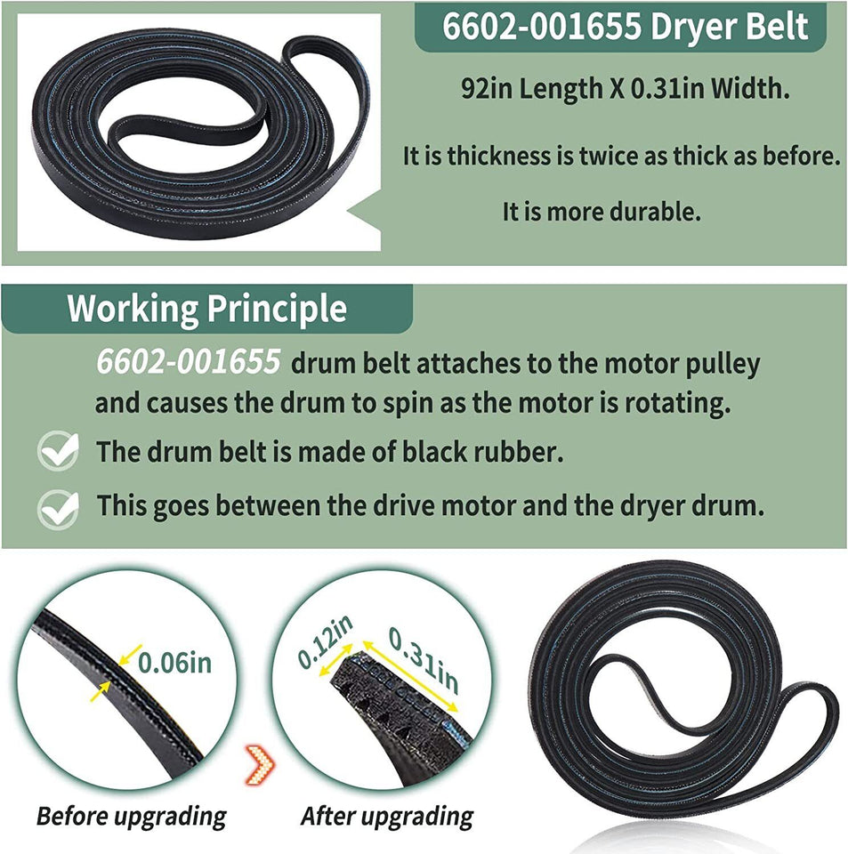 For Samsung Dryer Repair Kit DC97-16782A Roller 6602-001655 Belt DC93-00634A