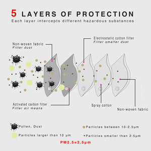 Face Protective Mask Reusable Washable Mask with PM2.5 Filters US SELLER