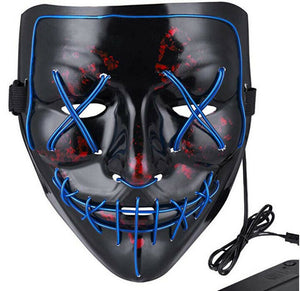 Halloween LED Glow Mask 3 Modes EL Wire Light Up The Purge Movie Costume Party