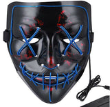 Halloween LED Glow Mask 3 Modes EL Wire Light Up The Purge Movie Costume Party