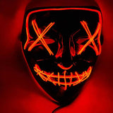 Halloween LED Glow Mask 3 Modes EL Wire Light Up The Purge Movie Costume Party