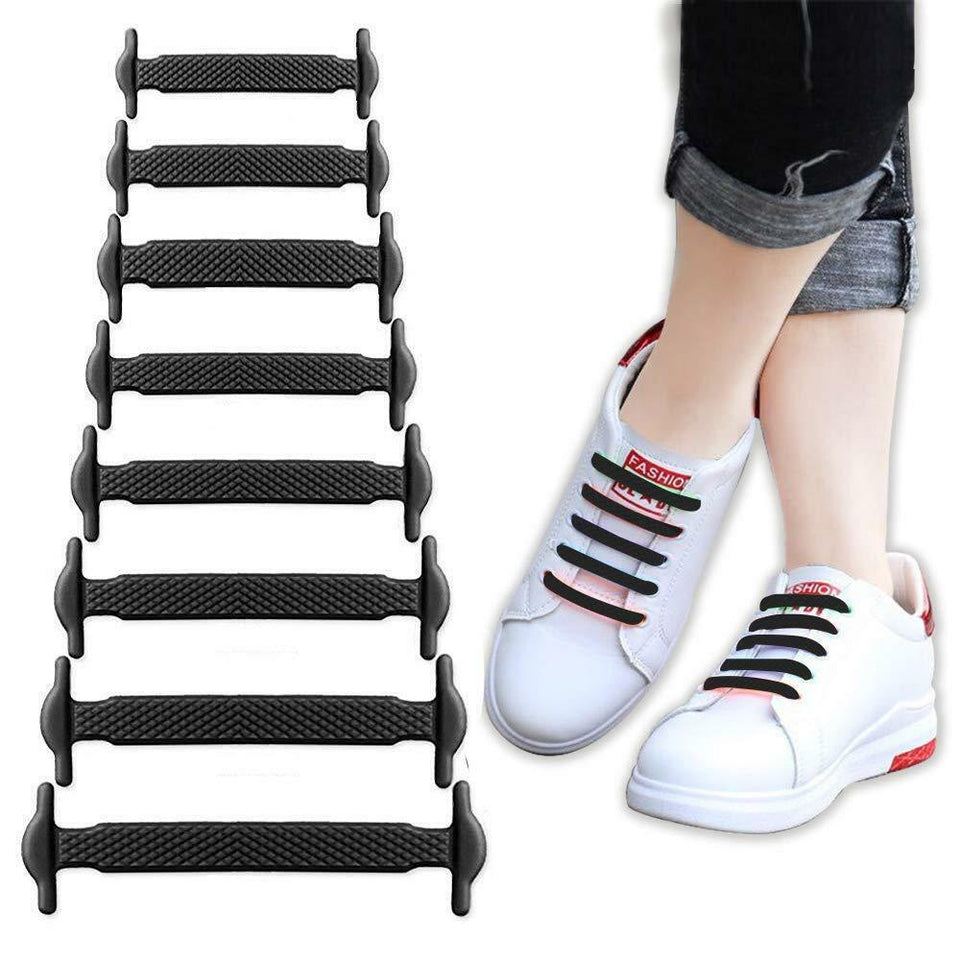 16pcs Lazy Elastic Silicone Shoelaces No Tie Running Sneakers Strings Shoe Laces