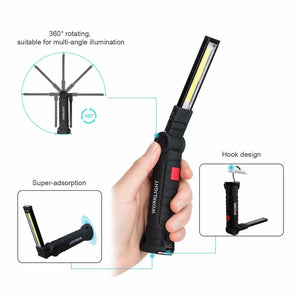 Rechargeable COB LED Work Light Bright Flashlight Inspection Lamp for Car Repair