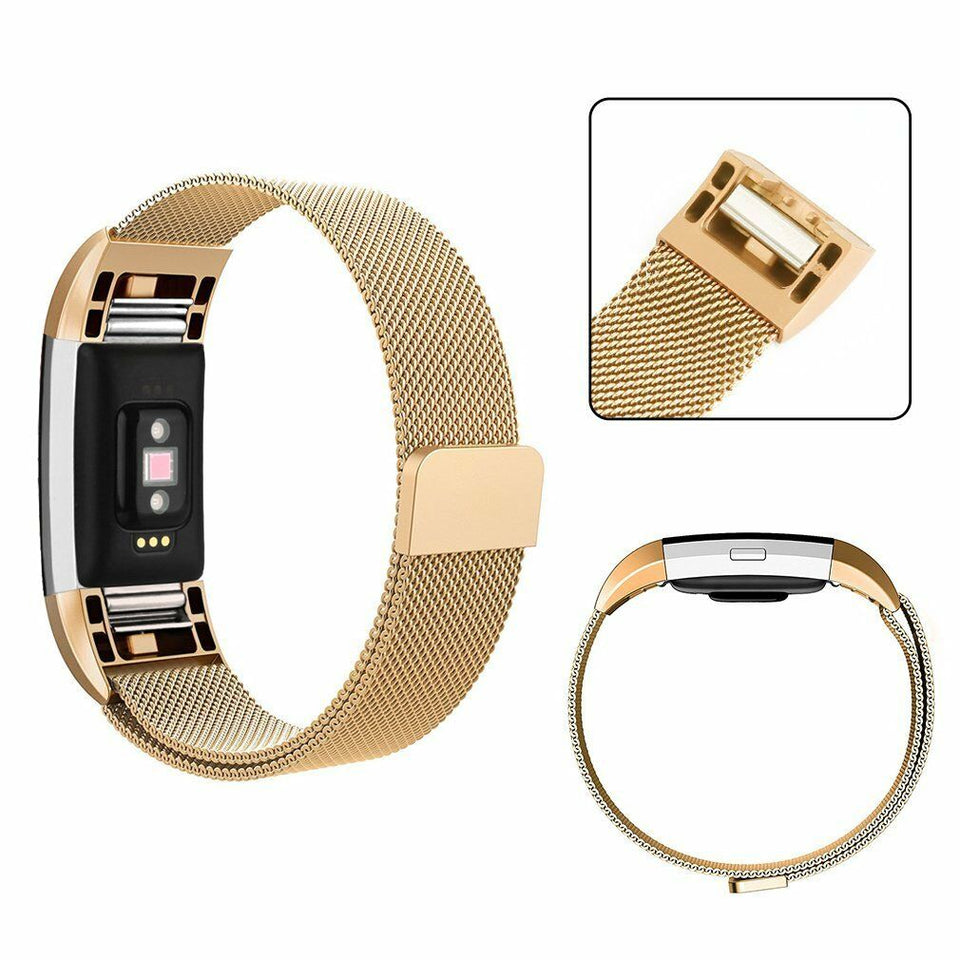 Stainless Steel Metal band Wrist Watch Strap Bracelet Clasp For Fitbit Charge 2