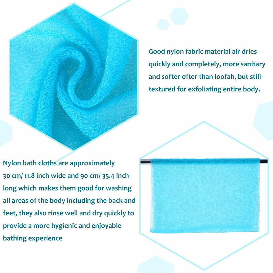6 Exfoliating Wash Cloth Nylon Japanese Korean Bath Towel Body Back Skin Scrub