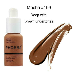 Phoera Foundation Makeup Full Coverage Liquid Base Brighten Long Lasting Shade