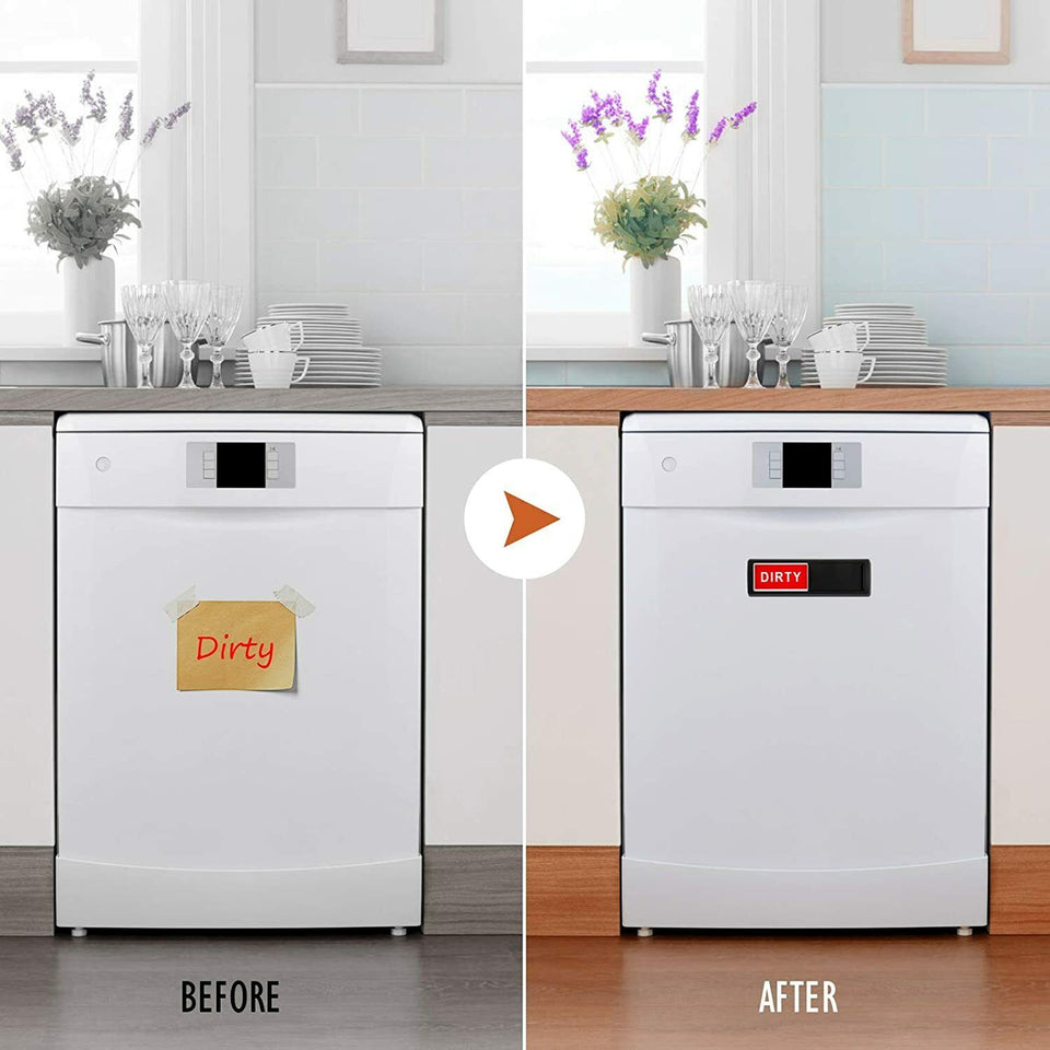 Clean Dirty Dishwasher Magnet Non-Scratch Magnetic Black Signage Indicator Sign