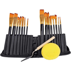 17 Pcs Professional Artist Nylon Paint Brushes Set for Oil Watercolor Art W Case
