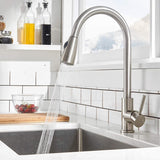 Commercial Kitchen Sink Faucet Pull Out Sprayer Mixer Tap Brushed Nickel&Cover