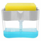 2 in1 Kitchen Liquid Soap Pump ABS Dispenser Sponge Holder Press Countertop Rack