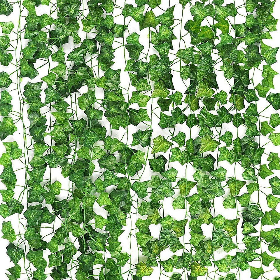 12 PCS Artificial Ivy Leaf Plants Fake Hanging Garland Plants Vine Home Decor