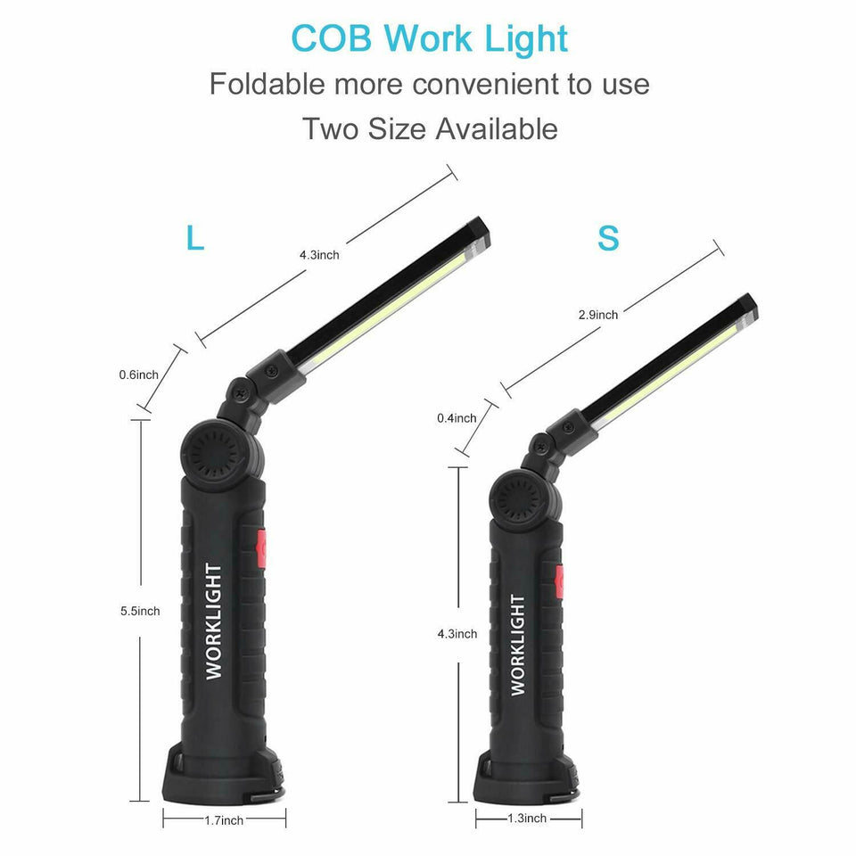 Rechargeable COB LED Work Light Bright Flashlight Inspection Lamp for Car Repair
