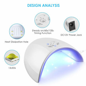 36W LED UV Nail Polish Dryer Lamp Gel Acrylic Curing Light Spa Professional Kit