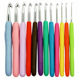 Soft Handle 12 PCS Set Crochet Hooks Needles Knit Yarn Weave Craft Aluminum
