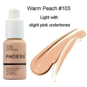 Phoera Foundation Makeup Full Coverage Liquid Base Brighten Long Lasting Shade