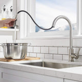 Commercial Kitchen Sink Faucet Pull Out Sprayer Mixer Tap Brushed Nickel&Cover