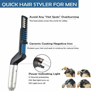 Hair Straightener For Men Multi-functional Curling Electric Brush Beard Comb
