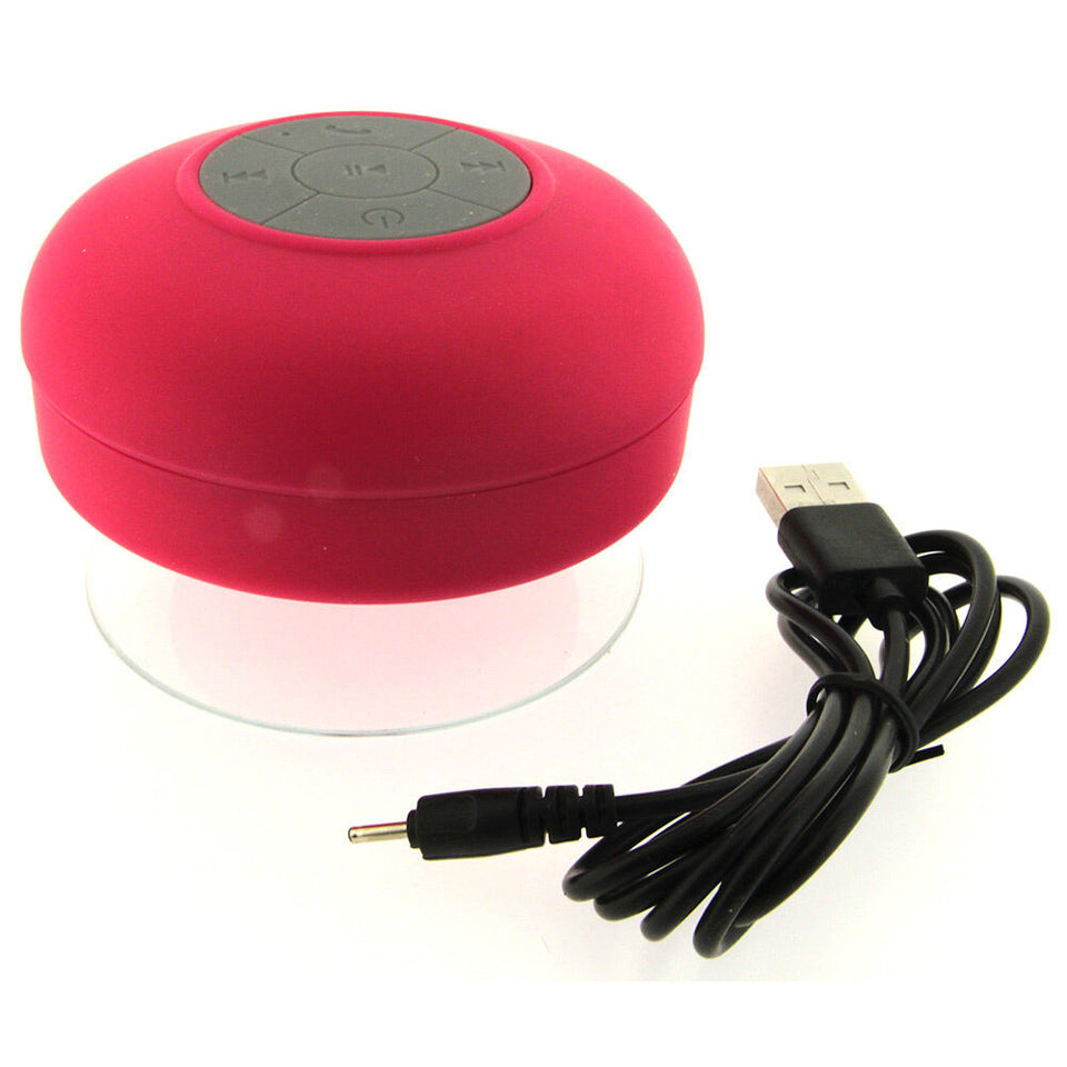 Hot Pink Mini Waterproof Wireless Bluetooth Handsfree Suction Speaker Shower Car