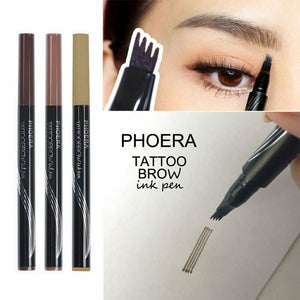 PHOERA 4 Tip Head Eyebrow Tattoo Fork Pen Microblading Brow Enhancer Waterproof
