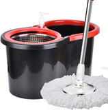 360° Rotating Head Easy Spin Dry Floor Mop Bucket + 3x Head Microfiber Spinning