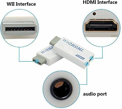 Wii to HDMI Wii 2 HDMI Full HD Portable Converter Adapter 3.5mm Audio Out
