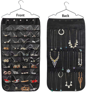 Jewelry Organizer Holder 40 Pockets 20 Hooks Hanging Closet Storage Ring Earring