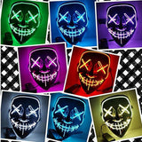 Halloween LED Glow Mask 3 Modes EL Wire Light Up The Purge Movie Costume Party