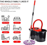 360° Rotating Head Easy Spin Dry Floor Mop Bucket + 3x Head Microfiber Spinning