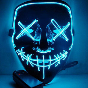 Halloween LED Glow Mask 3 Modes EL Wire Light Up The Purge Movie Costume Party