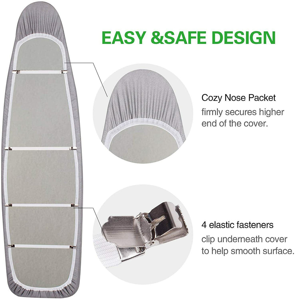 Ironing Board Cover 15 x 54 Scorch and Stain Resistant Thick Padding 4 Fasteners