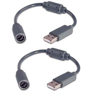 2 x USB Breakaway Dongle Cable Cord Adapter For Xbox 360 PC Wired Controller