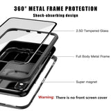 Luxury Magnetic Metal Frame Tempered Glass Back Cover Case For iPhone X 7 8 Plus