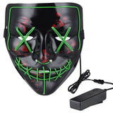 Halloween LED Glow Mask 3 Modes EL Wire Light Up The Purge Movie Costume Party