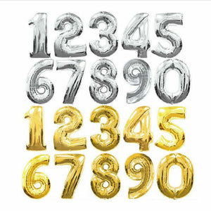16" Silver Gold Letter Number Foil Balloon Wedding Celebration Party Decor