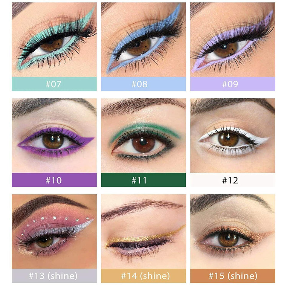 Waterproof Eyeliner Pencil Set 20 Colors Long Lasting Matte Crème Gel Eye Liners