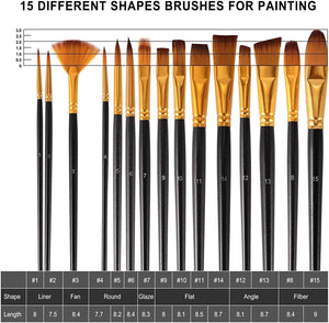 17 Pcs Professional Artist Nylon Paint Brushes Set for Oil Watercolor Art W Case