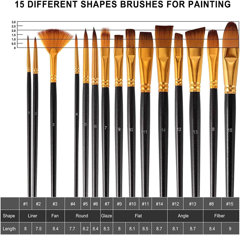 17 Pcs Professional Artist Nylon Paint Brushes Set for Oil Watercolor Art W Case