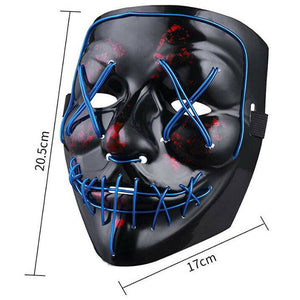 Halloween LED Glow Mask 3 Modes EL Wire Light Up The Purge Movie Costume Party