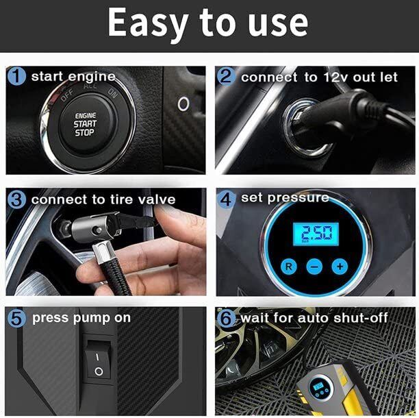 Tire Inflator Car Air Pump Compressor Electric Portable Auto 12V Volt 150 PSI